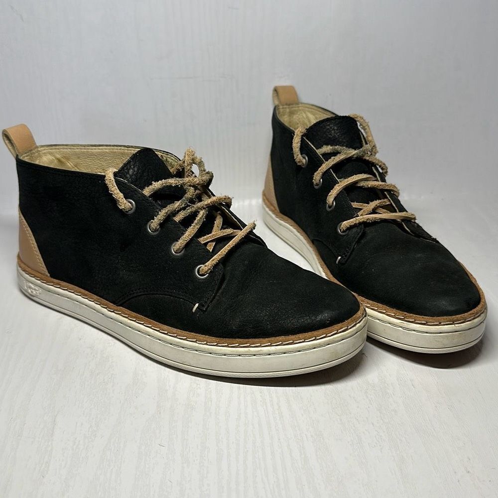Ugg Kallisto Black Tan Leather Sneakers Shoes size 6